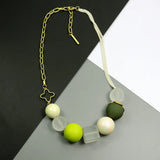 Sweet Candy Colored Wooden Necklace Art Fan Chain Necklace All-Match