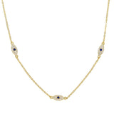 Sterling Silver Evil Eye Necklace for Women 35+10cm