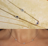 Sterling Silver Evil Eye Necklace for Women 35+10cm