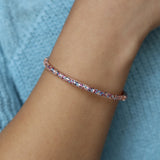 Color Stone CZ Bangle Bracelet for Women Micro Pave Band Cuff