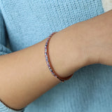 Color Stone CZ Bangle Bracelet for Women Micro Pave Band Cuff