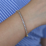 Color Stone CZ Bangle Bracelet for Women Micro Pave Band Cuff