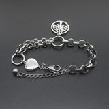 Stainless Steel Tree of Life Bracelet Heart Charm Chain Link 18-23 cm