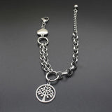 Stainless Steel Tree of Life Bracelet Heart Charm Chain Link 18-23 cm