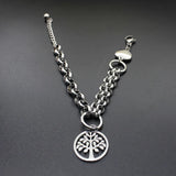 Stainless Steel Tree of Life Bracelet Heart Charm Chain Link 18-23 cm