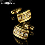 2018 New Men's Wedding Cufflinks Rhinestone Metal Suit Sleeve Buttons