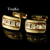 2018 New Men's Wedding Cufflinks Rhinestone Metal Suit Sleeve Buttons