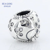 925 Sterling Silver Heart Bow Charm Bracelet Women Jewelry