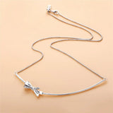 925 Silver Sparkling Bow Pan Necklace Women Jewelry