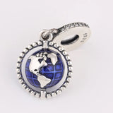 925 Sterling Silver Spinning Globe Dangle Charm Enamel Beads