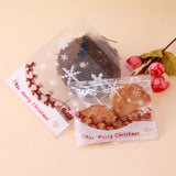 100pcs Xmas Plastic Cookies Packaging Bags Self Adhesive Gift Bag