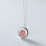 925 Silver Pink Strawberry Quartz Moonstone Pendant Necklace