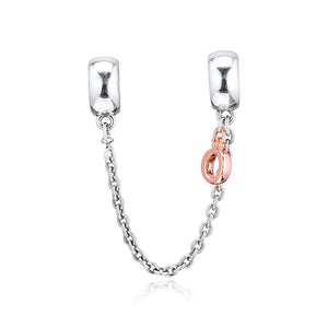 Autumn 925 Silver Crown Safety Chain Charms for Bracelets Bangle