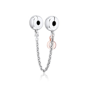 Autumn 925 Silver Crown Safety Chain Charms for Bracelets Bangle