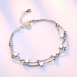 925 Silver Star Beads Bracelet S925 Chain for Women Girls
