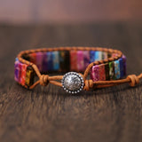 Boho Women Bracelet Natural Stone Leather Wrap Bead Bracelet