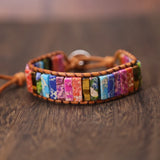 Boho Women Bracelet Natural Stone Leather Wrap Bead Bracelet