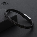 Buddha Bracelet Men Jewelry Punk Genuine Leather Stainless Steel Magnetic Buckle