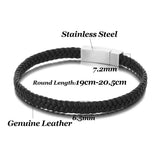 Buddha Bracelet Men Jewelry Punk Genuine Leather Stainless Steel Magnetic Buckle