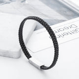 Buddha Bracelet Men Jewelry Punk Genuine Leather Stainless Steel Magnetic Buckle