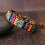 Chakra Bracelet Tube Beads Leather Wrap Couples Bracelets