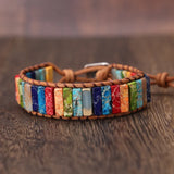 Chakra Bracelet Tube Beads Leather Wrap Couples Bracelets