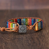 Chakra Bracelet Tube Beads Leather Wrap Couples Bracelets