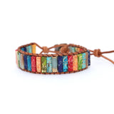 Chakra Bracelet Tube Beads Leather Wrap Couples Bracelets