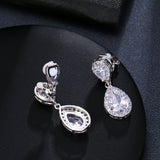 Zirconia Wedding Clip Earrings for Women Silver Crystal Earings