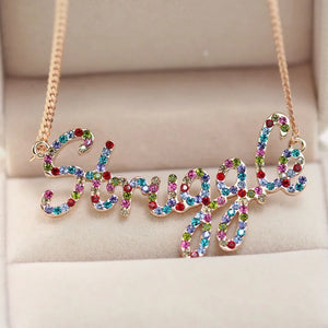 Personalized Rhinestone Pendant Necklace for Girls