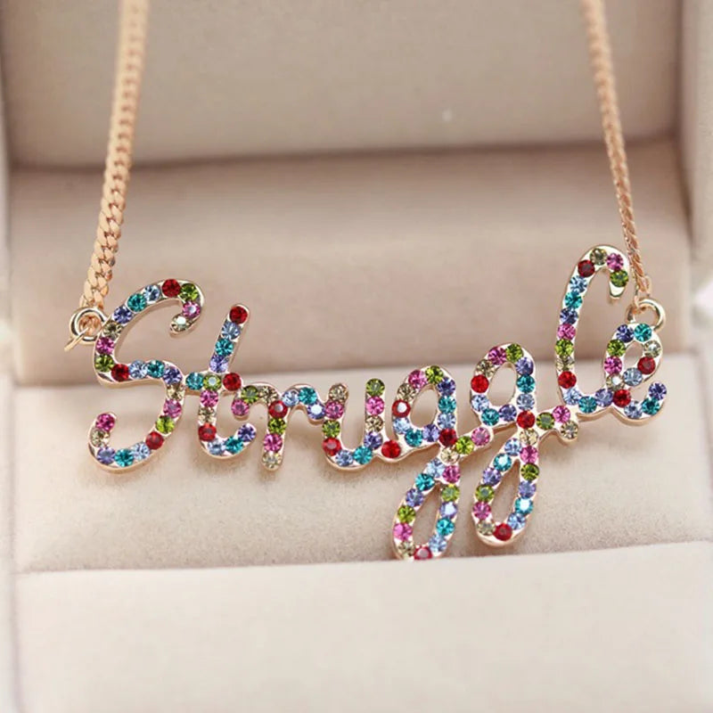 Personalized Rhinestone Pendant Necklace for Girls