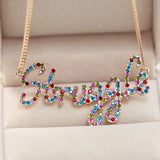 Personalized Rhinestone Pendant Necklace for Girls