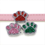 Bling Paw Slide Charms 5 Colors 8mm Bracelet Wristband Keychain Phone Strop
