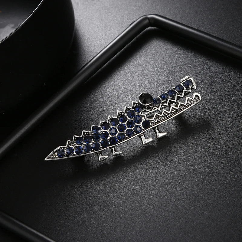 Sparkling Crocodile Brooch for Women and Men