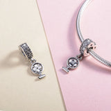 925 Sterling Silver Clear Crystal Fan Charm for Bracelet & Necklace