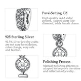 925 Sterling Silver Clear Crystal Fan Charm for Bracelet & Necklace