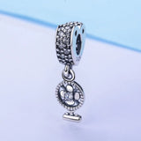 925 Sterling Silver Clear Crystal Fan Charm for Bracelet & Necklace