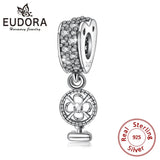 925 Sterling Silver Clear Crystal Fan Charm for Bracelet & Necklace