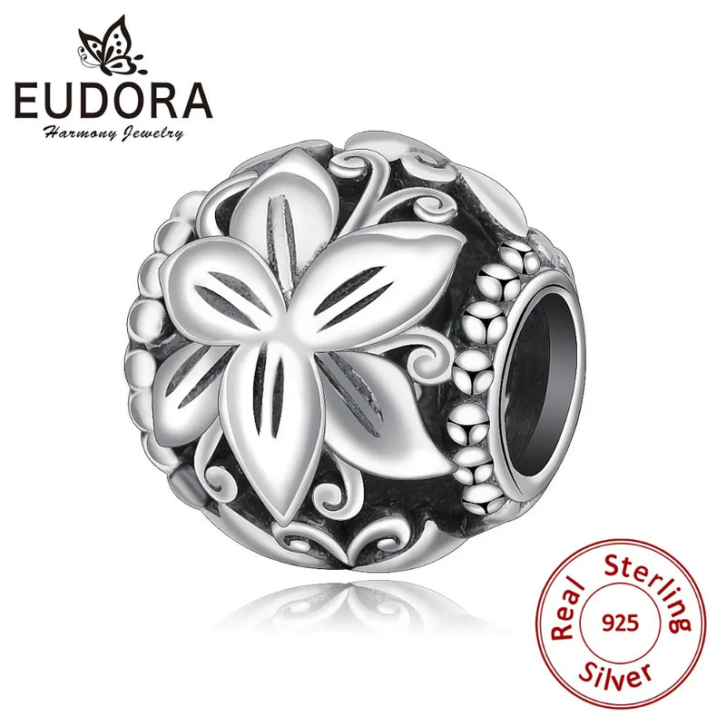 925 Silver Flower Charms with CZ for Bangles & Bracelets