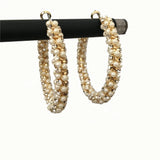 Elegance Pearl Stone Hoop Earrings for Women