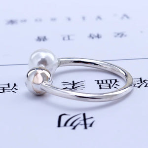 925 Silver Pearl Ring Women Resizable Wedding Engagement Rings