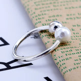 925 Silver Pearl Ring Women Resizable Wedding Engagement Rings