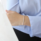 Adjustable Zircon Crystal 925 Silver Bracelet Charm Jewelry