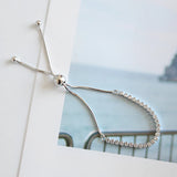 Adjustable Zircon Crystal 925 Silver Bracelet Charm Jewelry