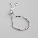 Adjustable Zircon Crystal 925 Silver Bracelet Charm Jewelry