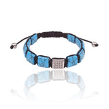 Turquoise & Zircon Beads Braided Macrame Bracelet for Women