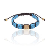 Turquoise & Zircon Beads Braided Macrame Bracelet for Women