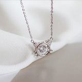 925 Silver CZ Zircon Sweet Crystal Kitty Pendant Necklace Gift