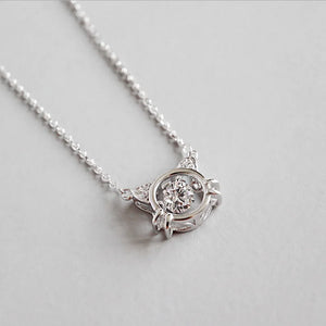 925 Silver CZ Zircon Sweet Crystal Kitty Pendant Necklace Gift