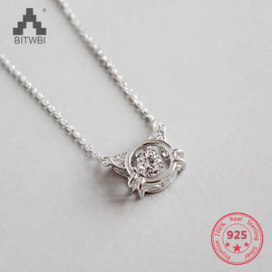 925 Silver CZ Zircon Sweet Crystal Kitty Pendant Necklace Gift